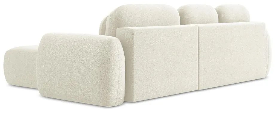 Colțar bej extensibil/cu spațiu de depozitare cu tapițerie din țesătură bouclé (cu colț pe partea dreaptă/cu șezlong) Pele – Makamii