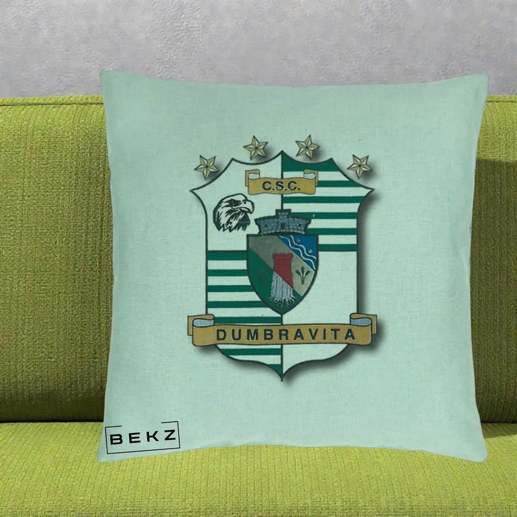 Perna Personalizata CSC Dumbravita Fotbal, 40x40 cm, Verde Menta, Husa Detasabila, Perna Inclusa, BEKZ®