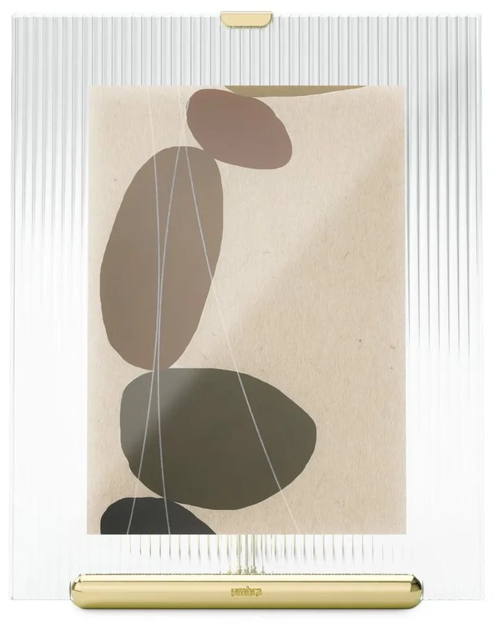 Ramă foto aurie cu picior de susținere din sticlă 19x23 cm Flute – Umbra