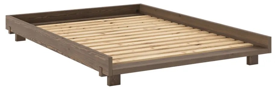 Pat matrimonial maro din lemn de pin cu somieră 140x200 cm Social – Karup Design