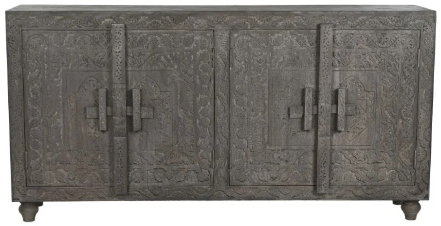 Comoda, gri, din lemn masiv sculptat, Arvane