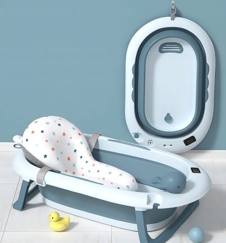 Cada de baie pliabilă pentru copii VAIANA PREMIUM cu pernă și suport - mai multe culori Violet