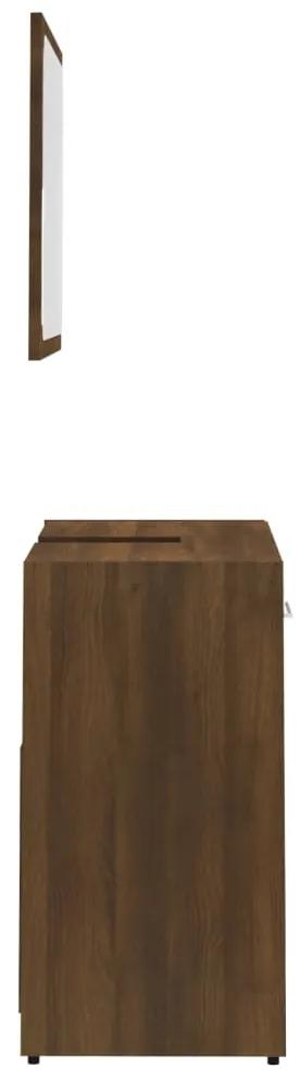 Set de mobilier de baie, stejar maro, lemn prelucrat Stejar brun, 1