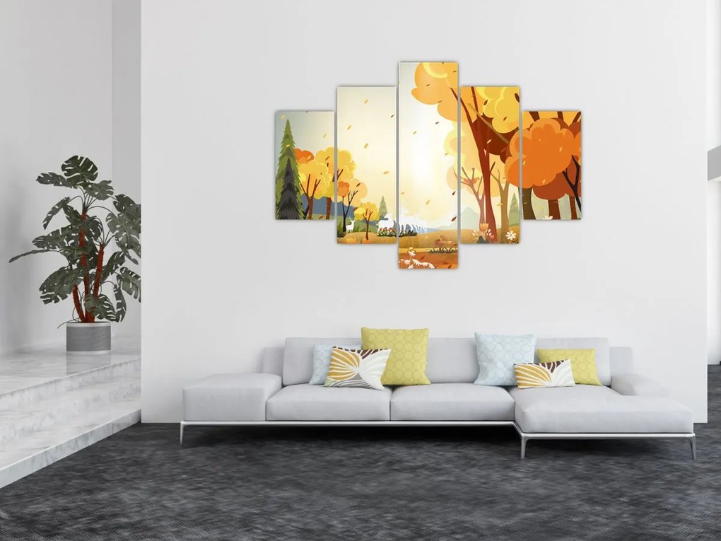 Tablou - Peisaj de toamnă, ilustrație (150x105 cm)