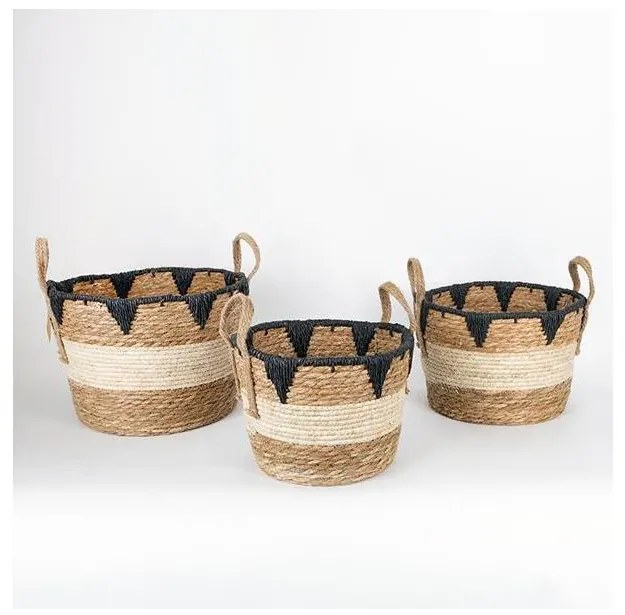 SET 2x coș împletit bej/negru