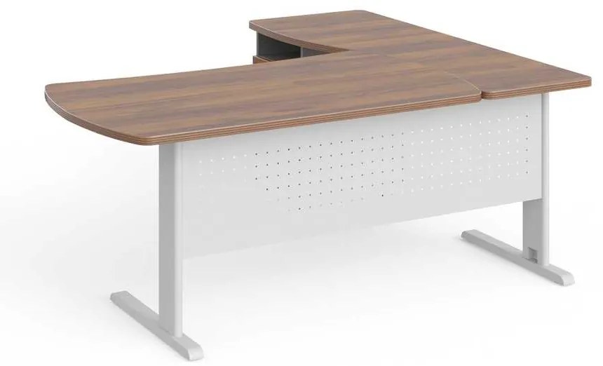 Statie de lucru de colt Manager 180 x 160 cm, stânga, nuca warmia / gri
