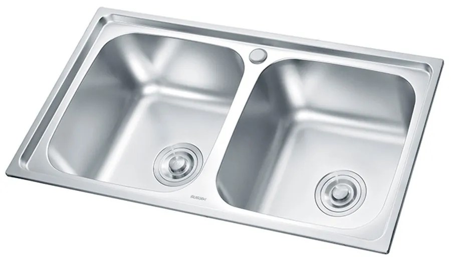 Chiuvetă pătrată Nago din oțel inoxidabil cu două cuve