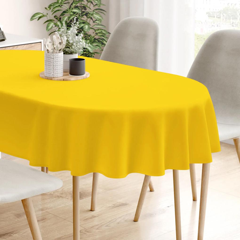 Goldea față de masă loneta - galben închis - ovală 140 x 280 cm