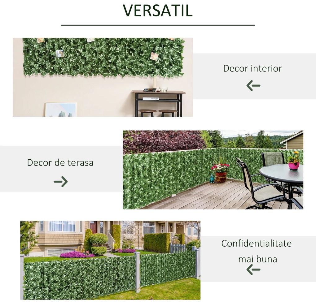 Gard viu artificial Outsunny, anti-UV, 240x100cm, verde inchis | Aosom Romania