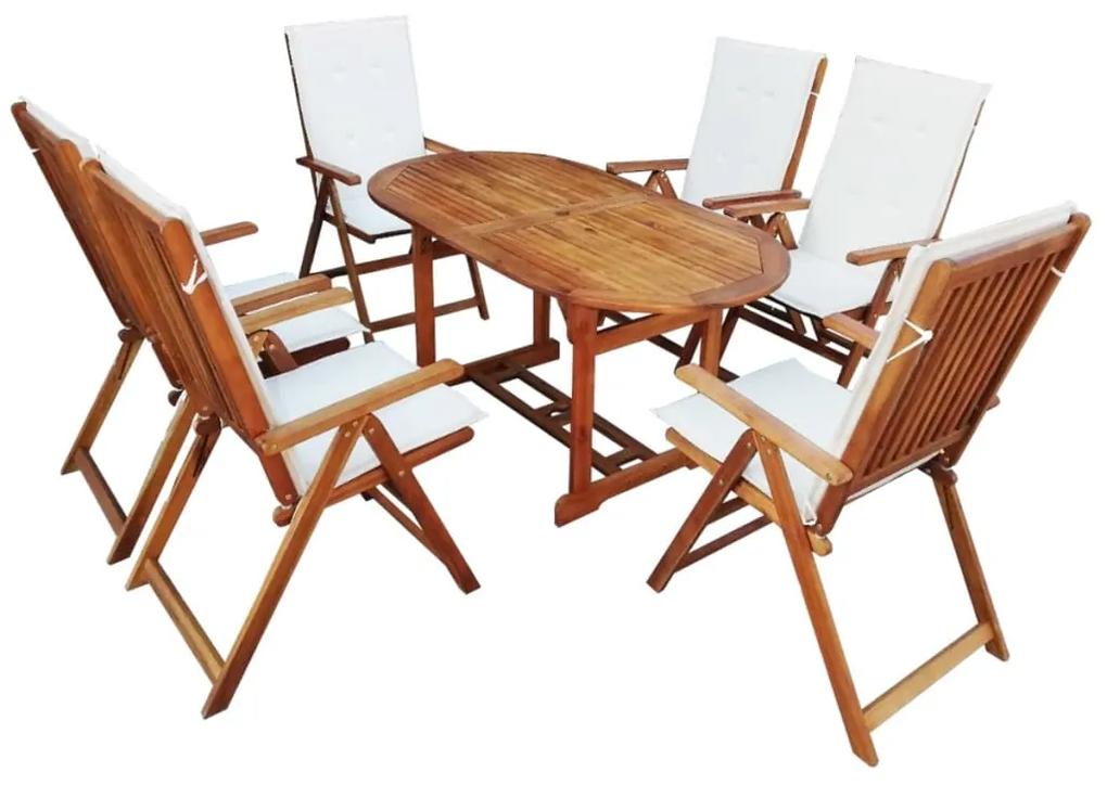 42604 vidaXL Set mobilier de exterior cu perne 7 piese, lemn masiv de acacia