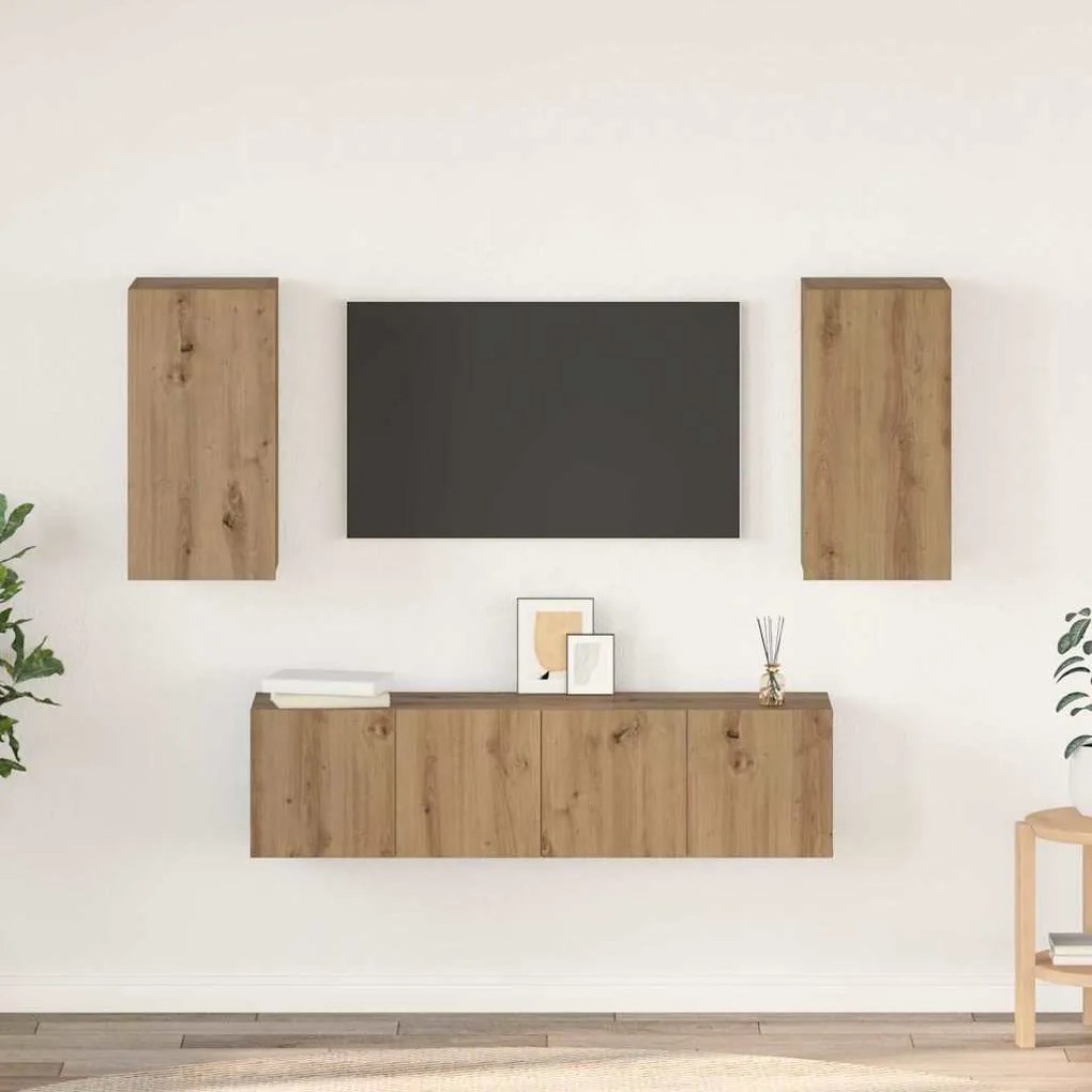 vidaXL Set comodă TV cu raft Pe perete 4 pcs stejar artizanal 60 x 30 x 30 cm