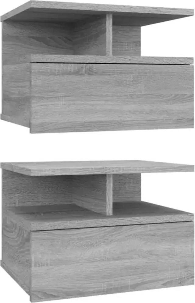vidaXL Noptiere plutitoare 2 buc. gri sonoma 40x31x27 cm lemn