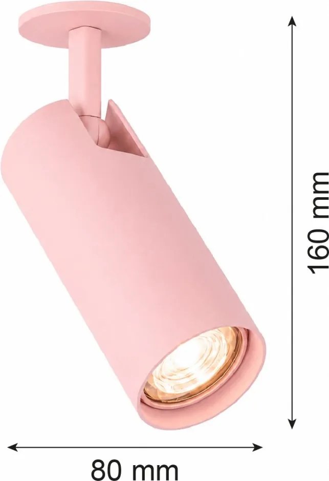 Spot incastrat directionabil cu bec GU10 Linca roz pastel