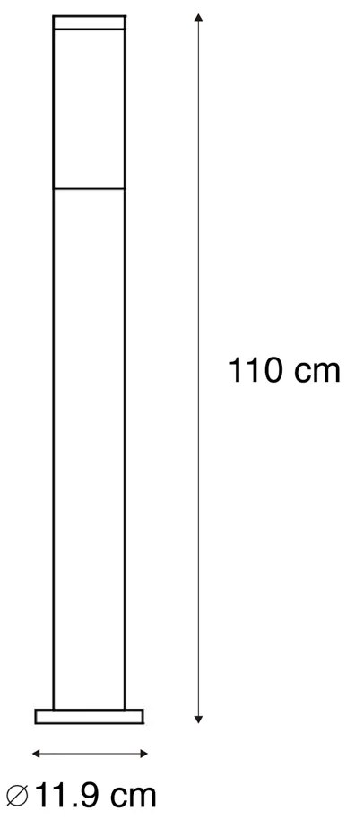 Lampă de exterior modernă pe stâlp din oțel 110 cm IP44 - Rox