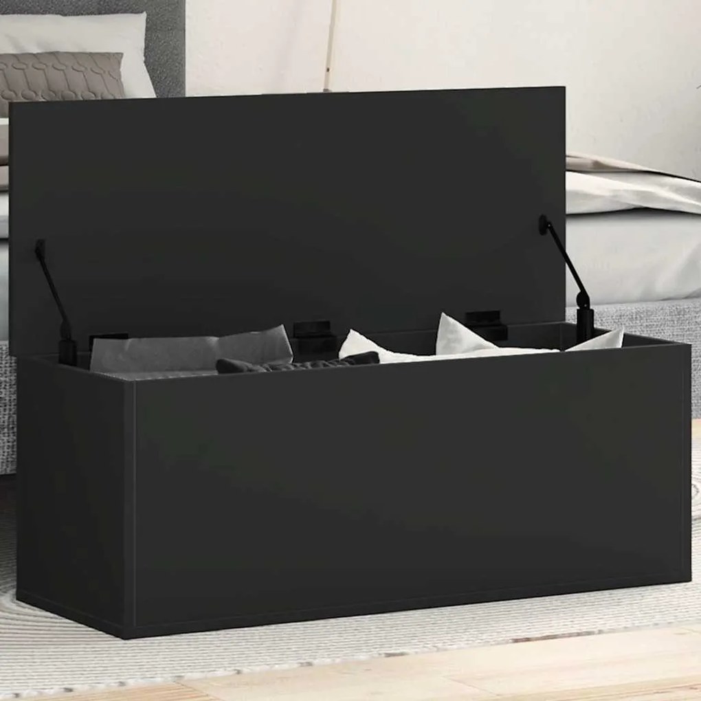 vidaXL Cutie de depozitare, negru, 90x35x35 cm, lemn prelucrat
