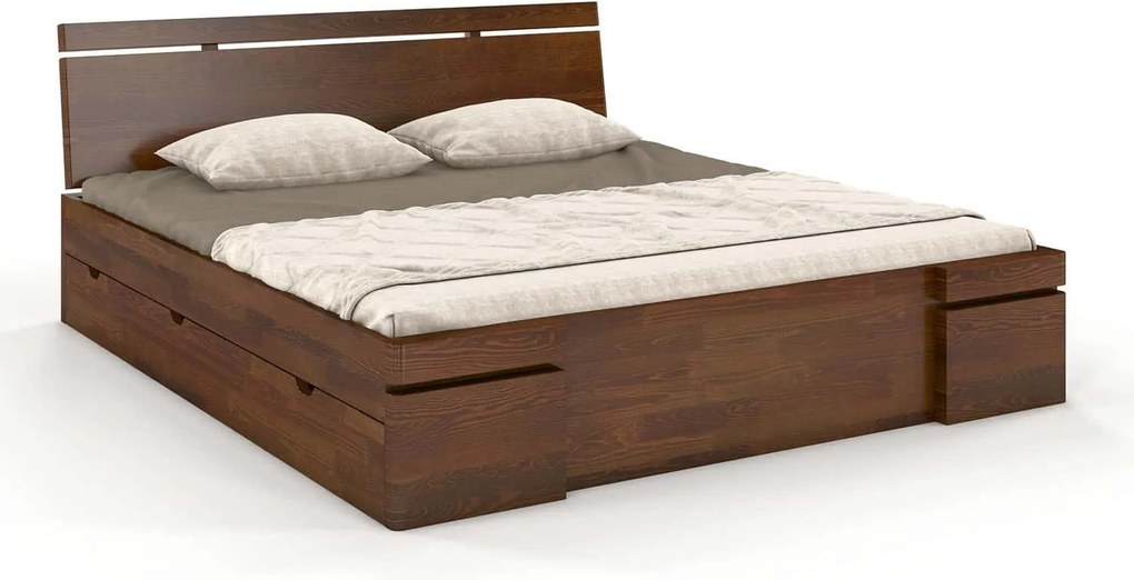Pat lemn masiv TerraCraft Model 5 cu Sertar Pin Personalizabil - 200x200, Wenge
