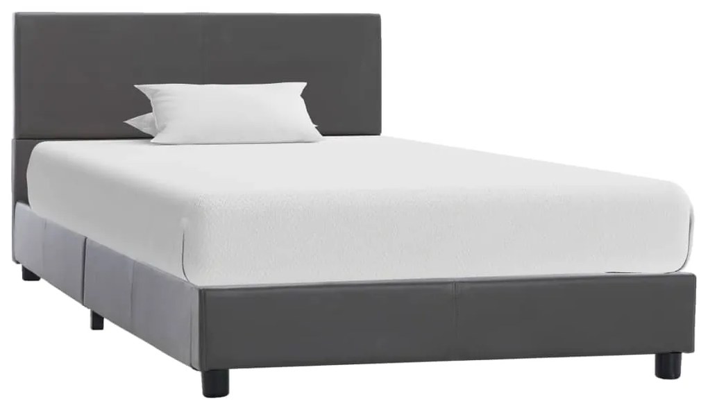 vidaXL Cadru de pat, gri, 90x200 cm, piele ecologică