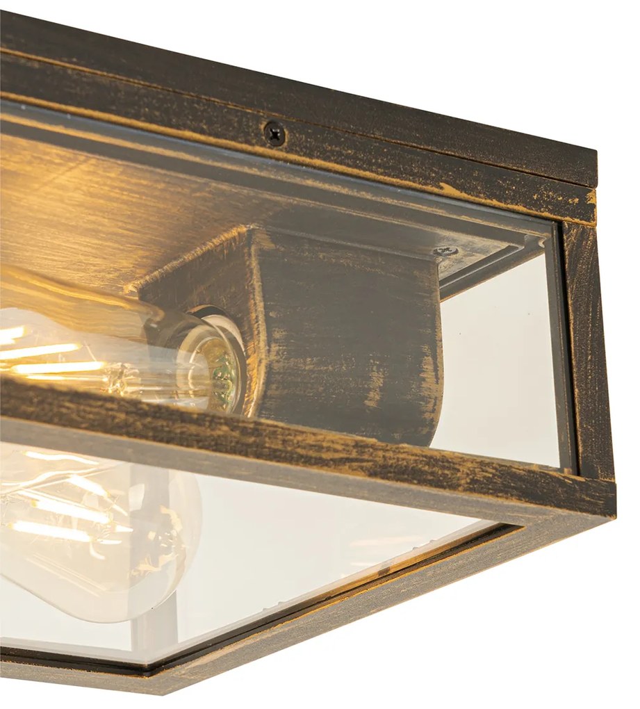 Plafonieră vintage auriu antic IP44 cu 2 lumini - Charlois