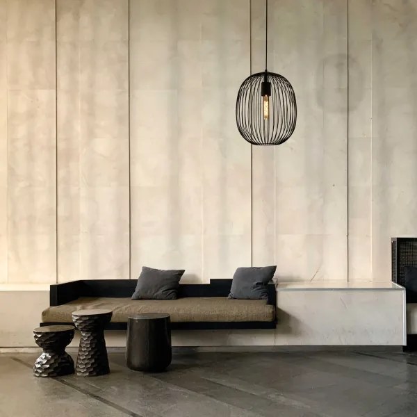 Lampă suspendată cu cablu OVELLA 1xE27/15W/230V Ø 34 cm neagră