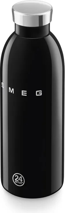 Sticla termos SMEG Clima 50's Style WBF01BL, 500 ml, Inchidere ermetica, Pereti dubli, Otel inoxidabil 18/8, Negru