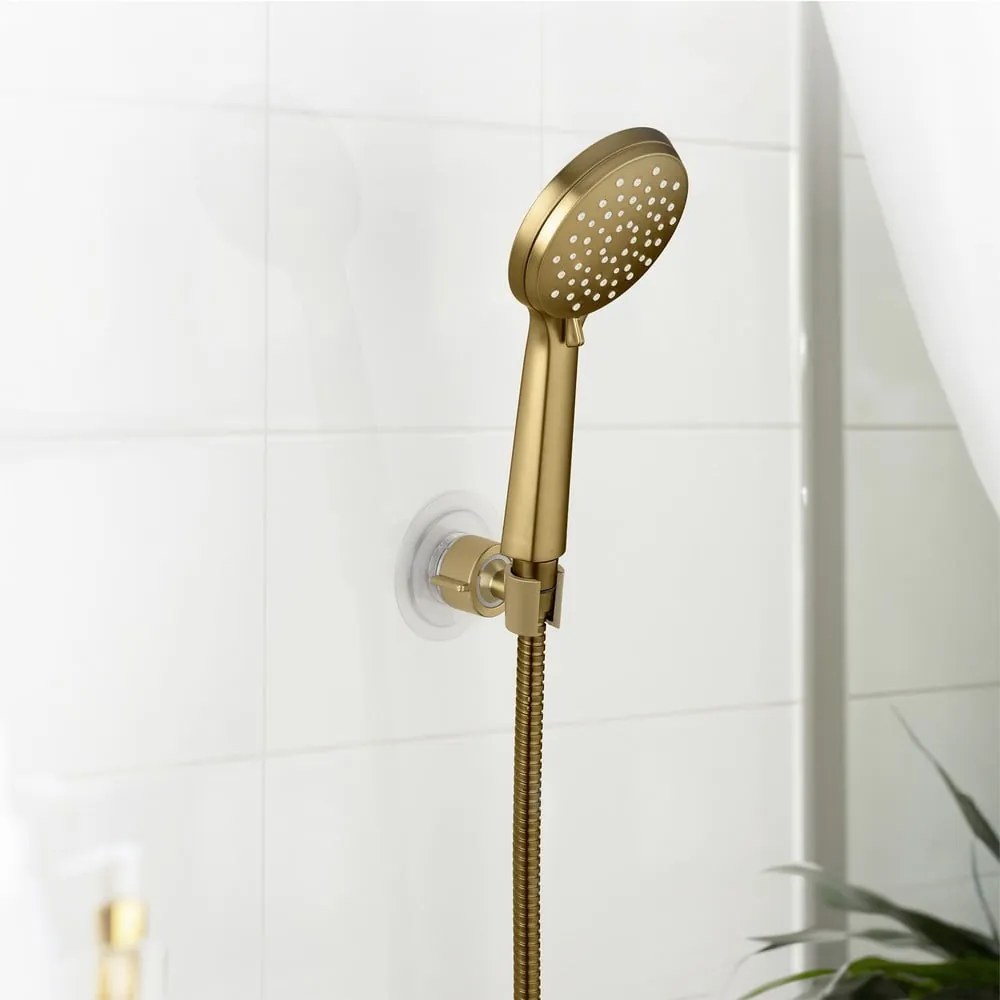 Suport pentru capul de duș auriu autoadeziv din plastic Libertà – Wenko