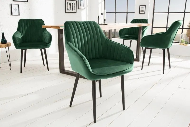 Set de 2 scaune elegante, tapitate Turin verde smarald