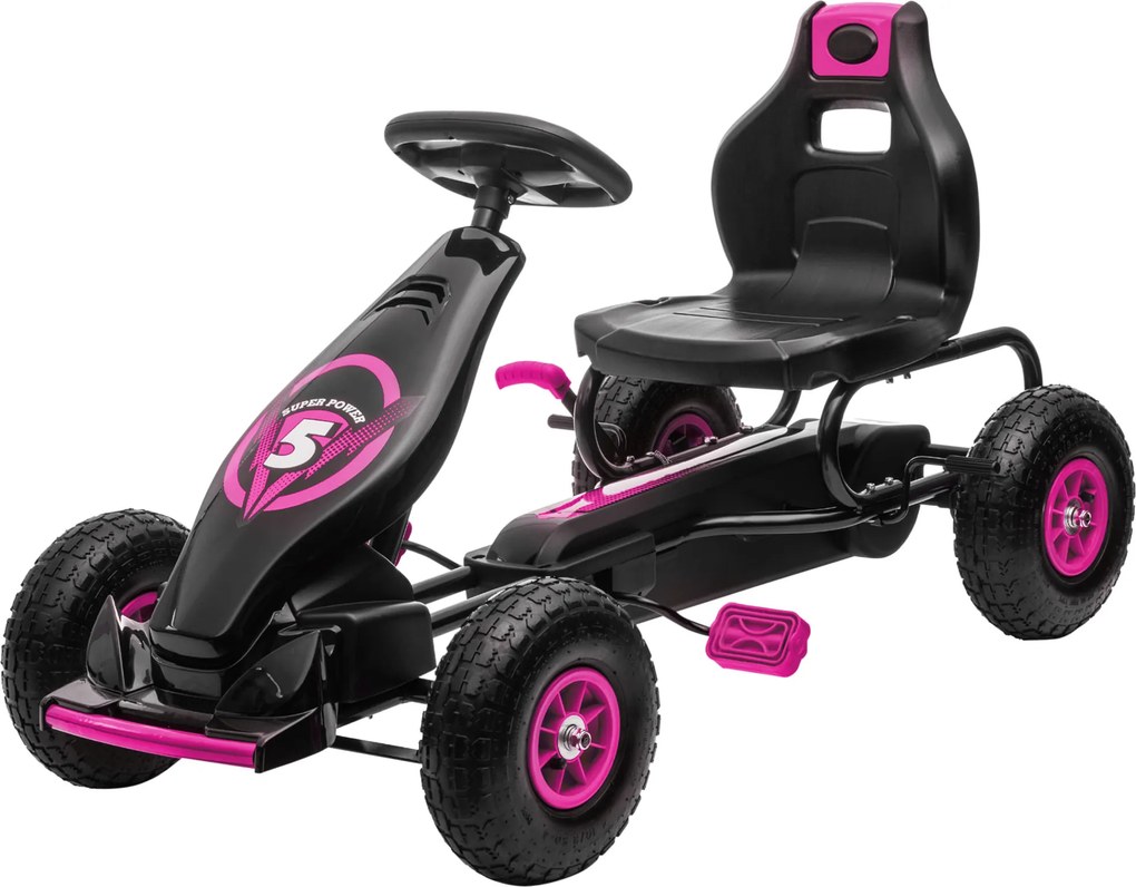 HOMCOM Go Kart a Pedali per Bambini 5-12 Anni Sedile Regolabile Ruote in Gomma | Aosom Romania