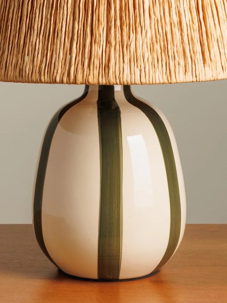 Lampa de masa, cu abajur din rafie, H42cm, Antibes