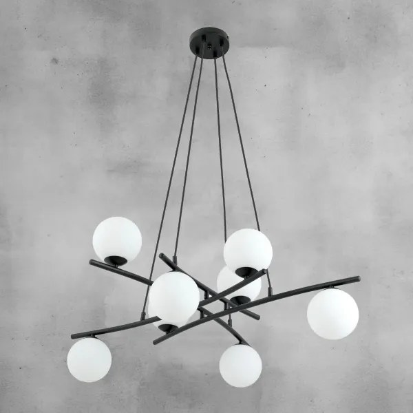 Lustră pe cablu ESSA 8xE14/10W/230V negru/alb