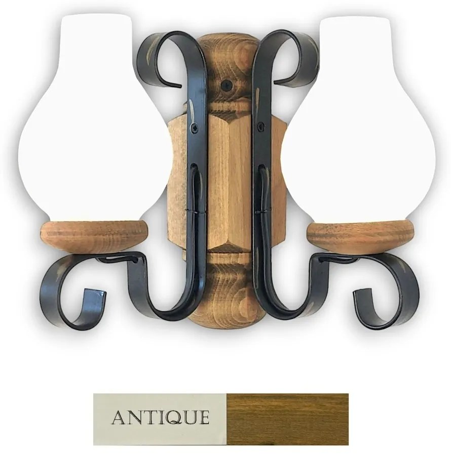 Aplica de perete rustica fabricata manual din lemn Rustic WOOD-RU-AP2