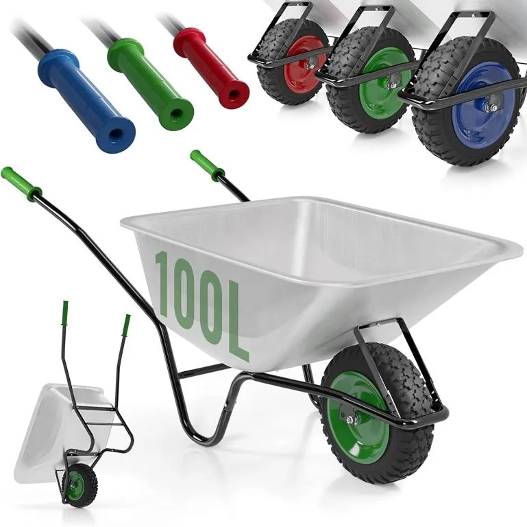 TIMBERTECH Roabă de grădină 140 x 54 x 60 cm, verde, oțel