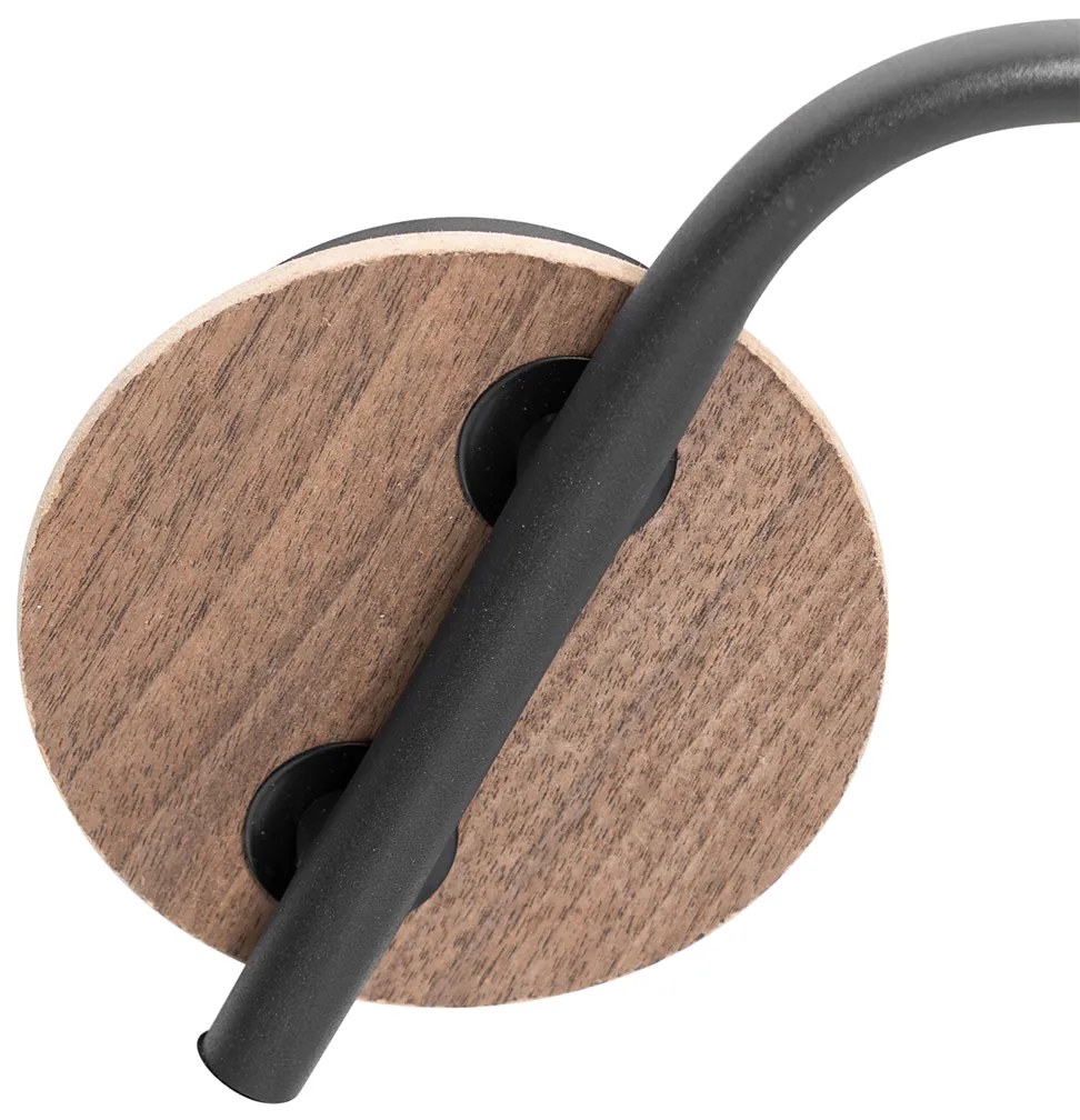 Plafoniera neagră 44,5 cm cu sticlă fumurie și lemn cu 3 lumini - Vidro