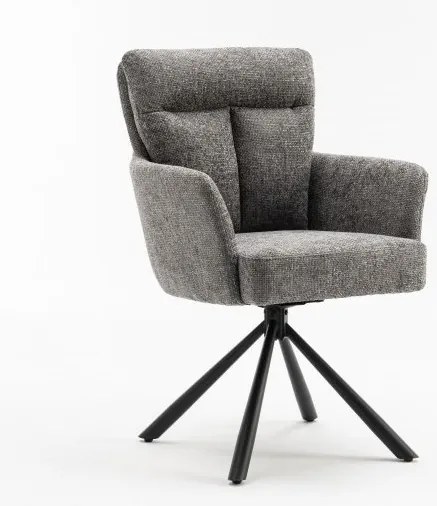 Set de 2 scaune pivotante Big George, tesatura structurata gri