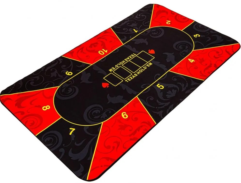 Blat de poker pliabil, roșu/ negru, 160 x 80 cm