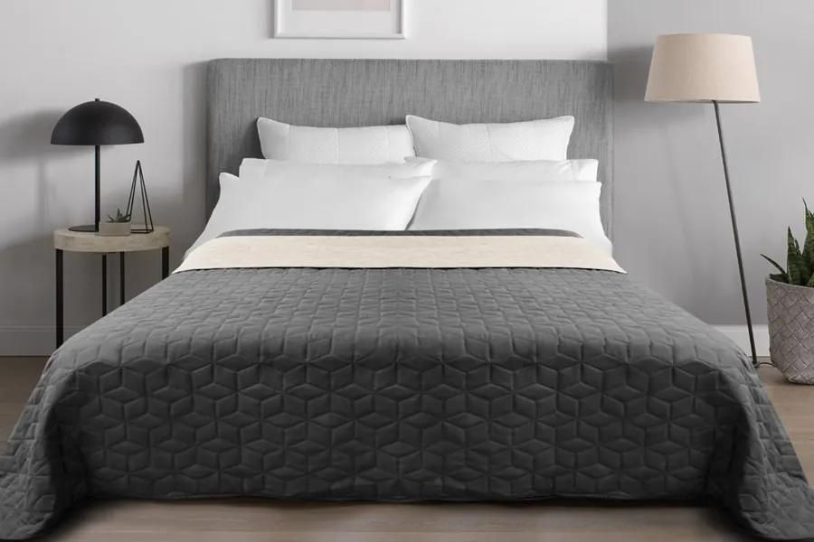 Cuverturi de pat de înaltă calitate gri închis pentru un pat dublu cu model de romb 220 x 240 cm