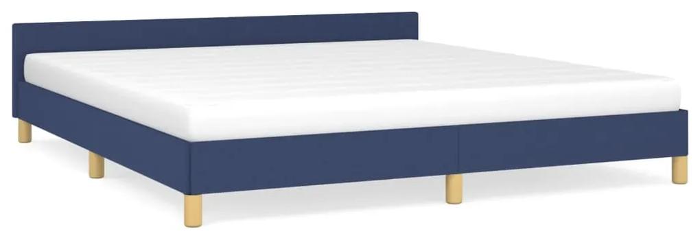 347437 vidaXL Cadru de pat cu tăblie, albastru, 180x200 cm, textil