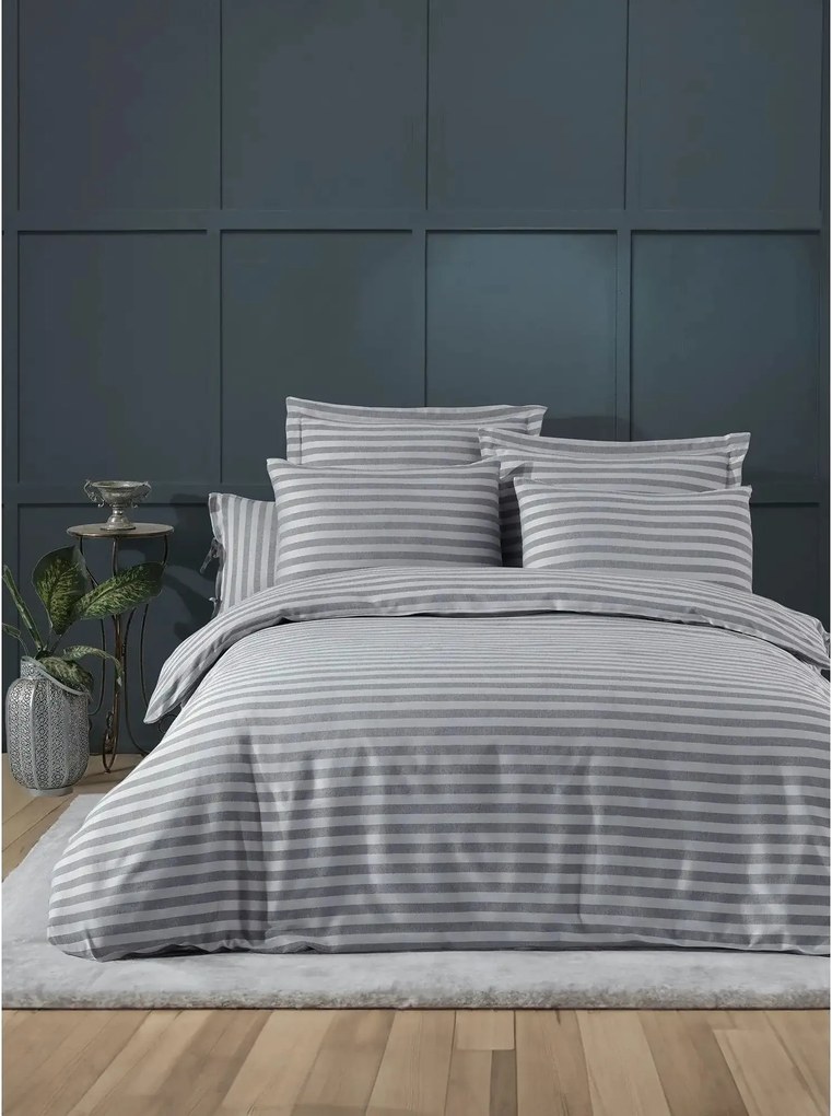 Set lenjerie pat 162ELR4132, gri, bumbac/poliester, 200x220 cm, cu cea