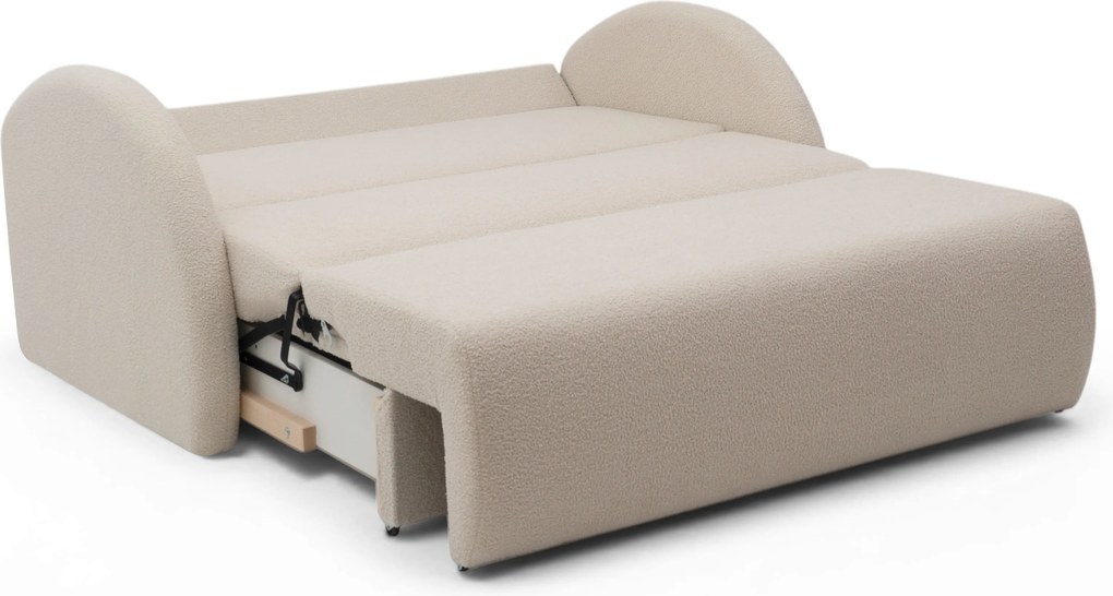 Canapea extensibilă cu 3 locuri și spațiu de depozitare Nubi 140 cm - bouclé bej deschis Quelle 03