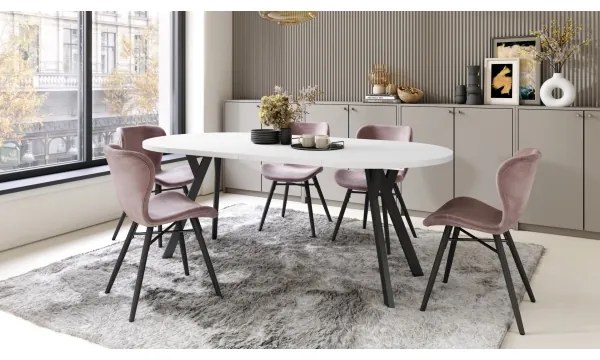 Masă de dining extensibilă ARTUR alb/negru