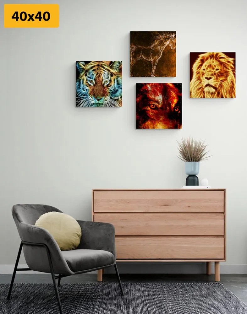 Set tablouri abstracție de animale misterioasă