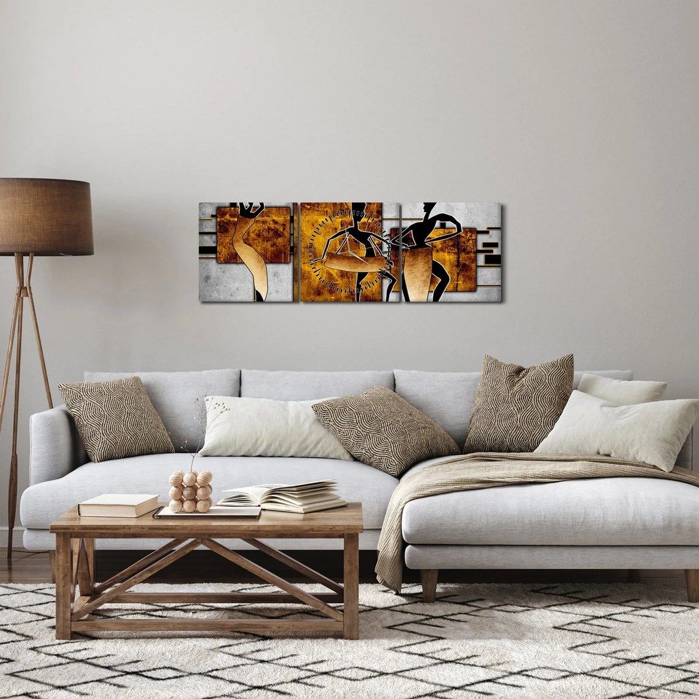 Tablou - Motiv cultura africană (cu ceas) (90x30 cm)