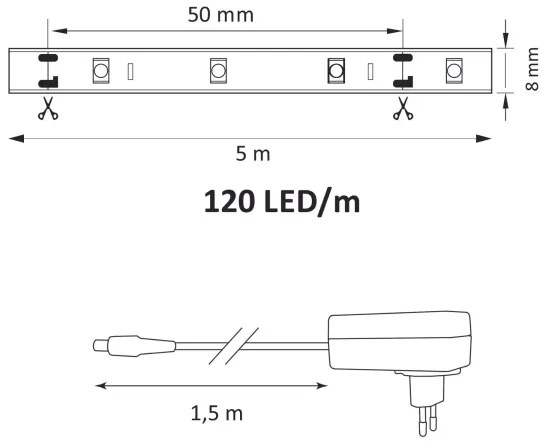 Banda LED 5m 36W 12V 4000K