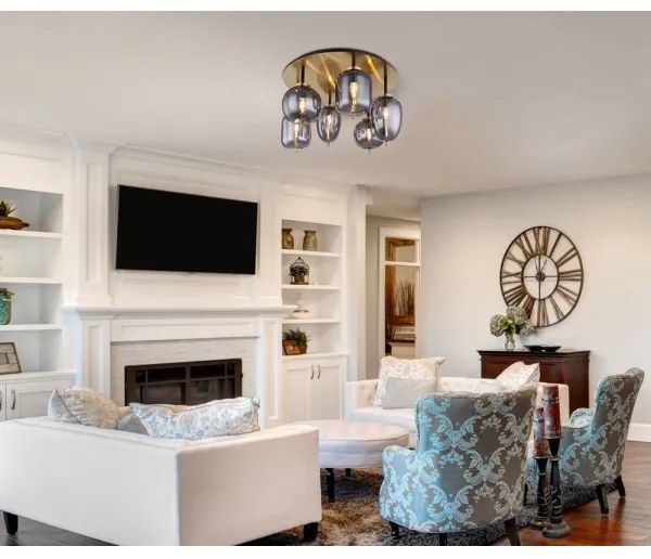 Lustră aplicată BLACKY 6xE14/40W/230V alamă Globo 15345-6DMM