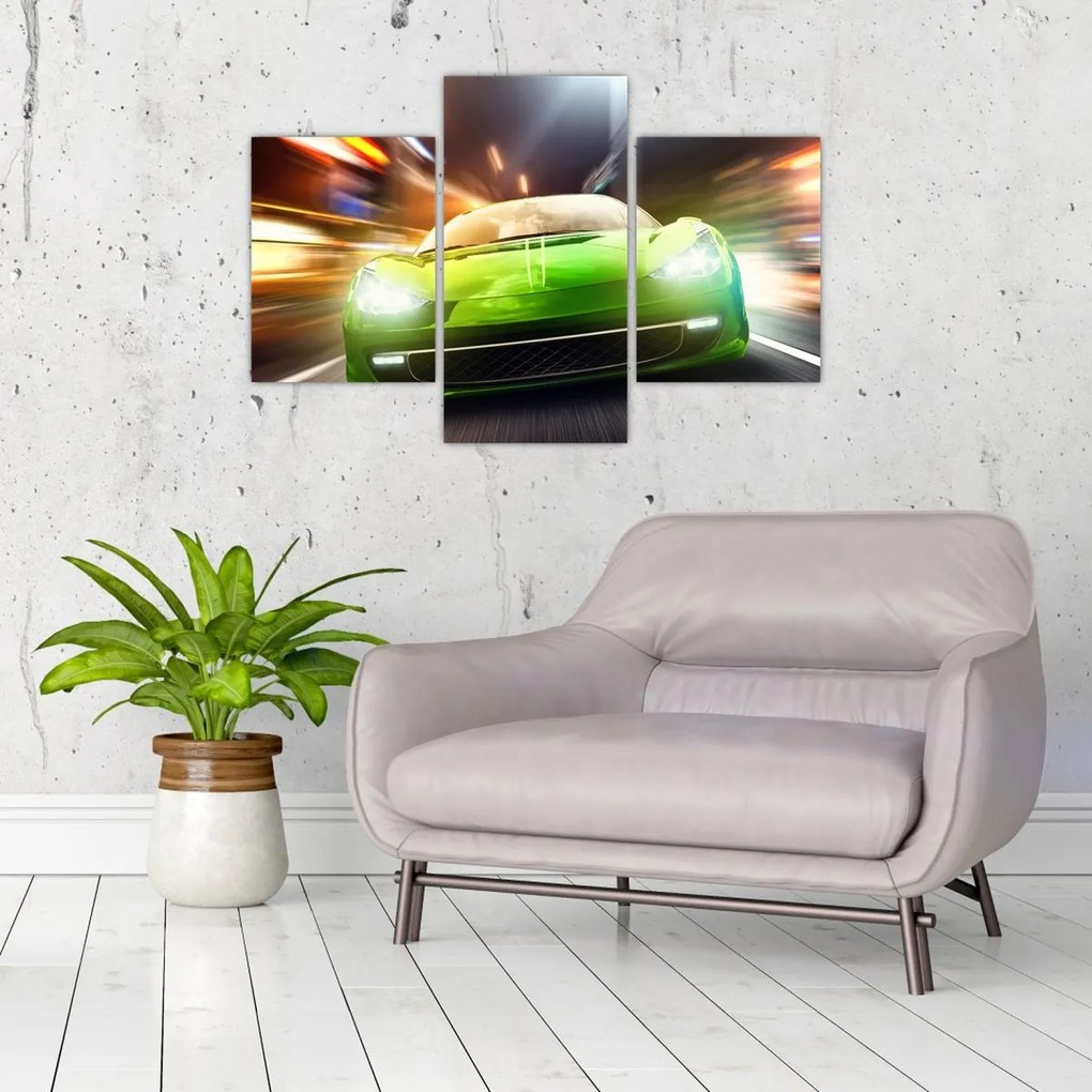 Tablou - Mașină de curse verde (90x60 cm)