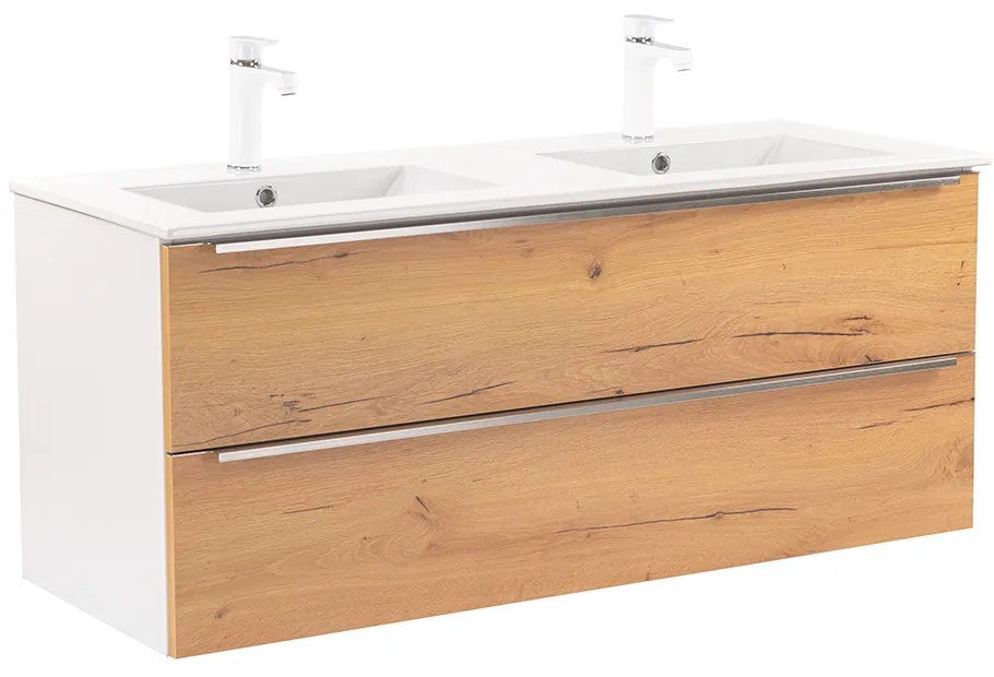 Dulap inferior Vario Trim 120 cu lavoar, stejar alb