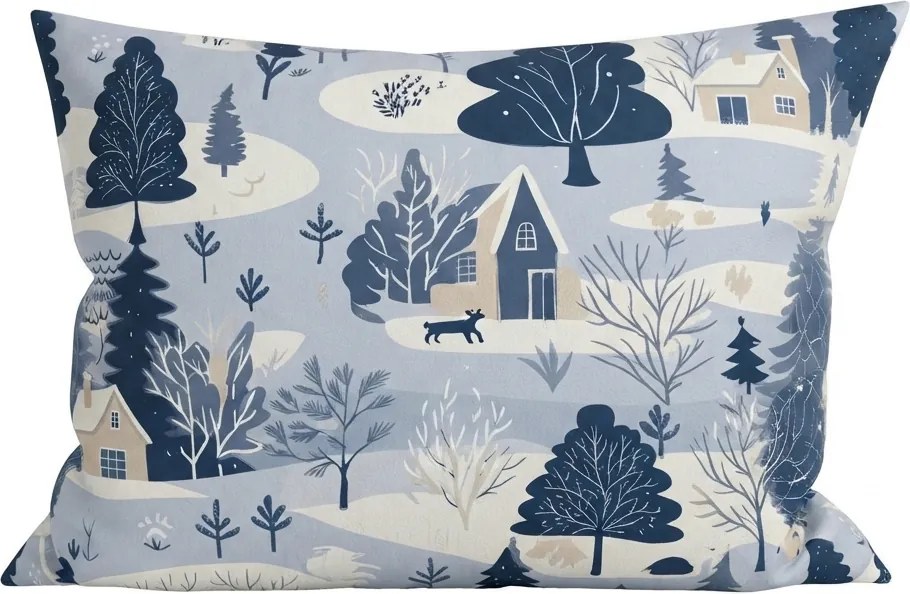 Husa de perna din flanel SNOWY VALLEY 50x70 cm, albastru