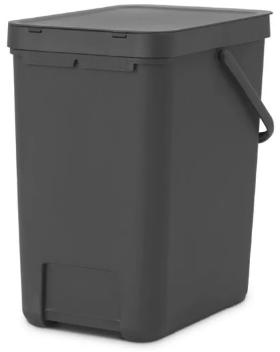 Cos de gunoi colectare selectiva Brabantia Sort&Go 1003237, 25 L, Maner, Montabil pe perete, Gri inchis