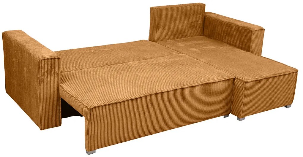 Canapea colt extensibila SMART COSARO mustar, cu colt bilateral + 2 perne CADOU