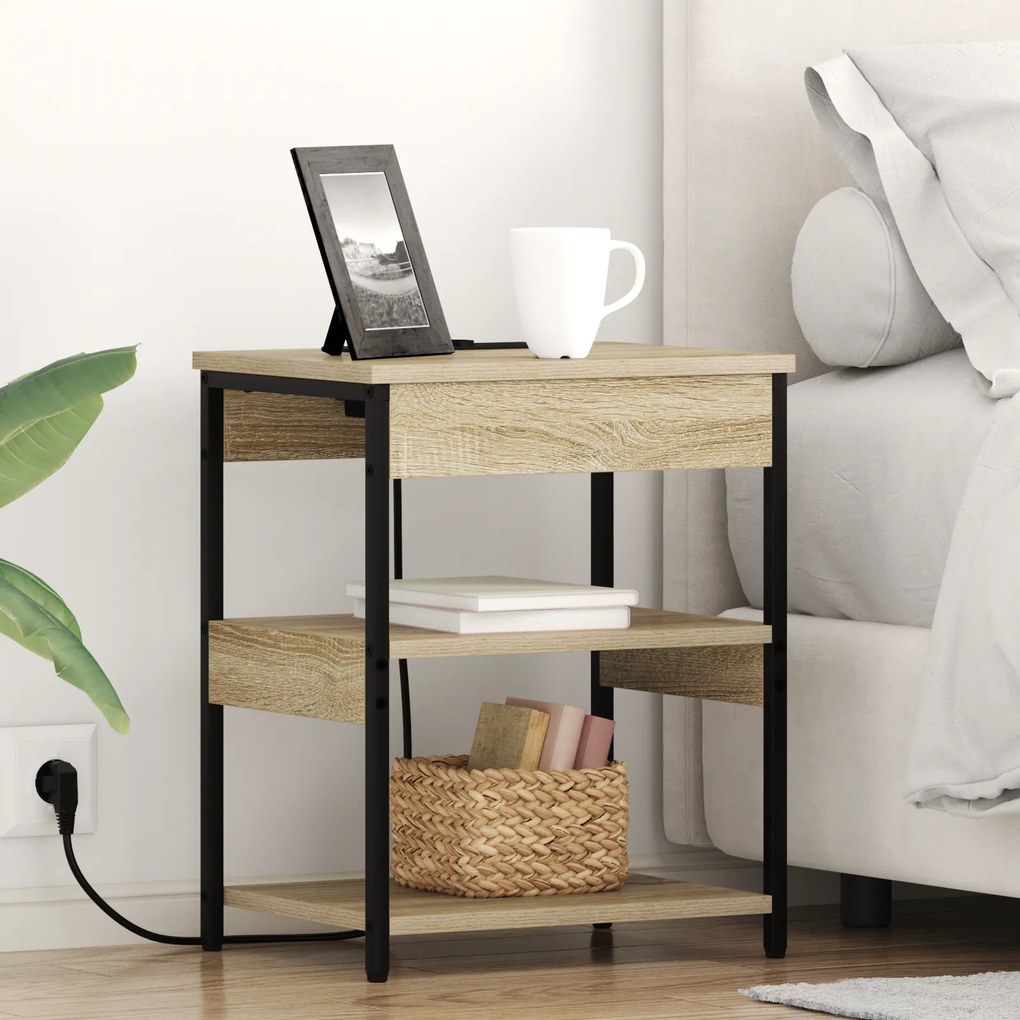 vidaXL Noptiere 2 pcs Stejar sonoma 41 x 31 x 51 cm Lemn compozit
