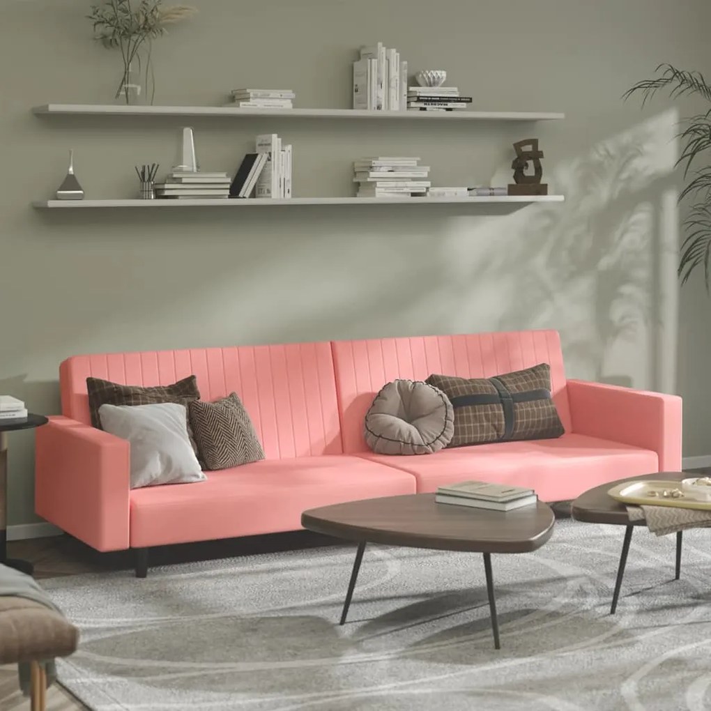 337654 vidaXL Canapea extensibilă cu 2 locuri, roz, catifea
